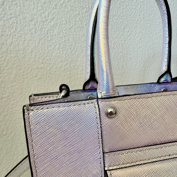 Rebecca Minkoff ✨Iridescent✨ Canvas Leather Tote w/ Shoulder Trap - Picture 6 of 10